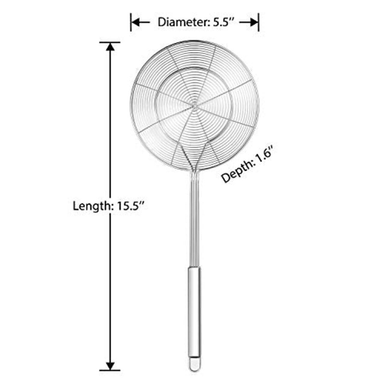 Solid Stainless Steel Spider Strainer Skimmer Ladle for Cooking and Frying, Kitchen Utensils Wire Strainer Pasta Strainer Spoon, 5.4 Inch